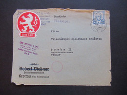 Sudetenland 1945 Aufkleber Zdar C.S.R. Vorderseite / Briefstück Grottau Gau Sudetenland - Cartas & Documentos