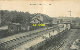 62 Hesdin, La Gare, Verso Cachet 11ème Escadron Du Train Des équipages - Hesdin