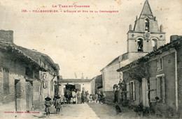 S6466 Cpa 82 Villebrumier - L'Eglise Et Rue De La Gendarmerie - Villebrumier