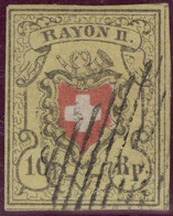 Schweiz Rayon II Gelb Stein E RO Typ 29 Eidg.Raute Vollrandig - 1843-1852 Federale & Kantonnale Postzegels