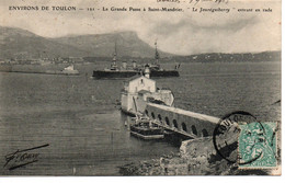 CPA Environs De Toulon 1905 - Le Cuirassé Jauréguiberry Entrant En Rade (Grande Passe De Saint-Mandrier) - Dos Unique - Guerra