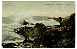 Ref 1500 - 1909 Coloured Postcard - Rough Sea At Bordeaux Guernsey - Channel Islands - Guernsey