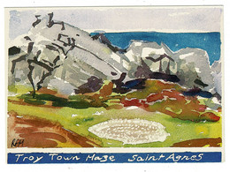 Ref 1500 - Art Postcard - Troy Town Maze - St Agnes Isles Of Scilly - Scilly Isles
