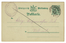 Ref 1501 -  1896 5pf Wurttemberg Postal Stationery Card - Tuttlingen To Rottweil Germany - Postal  Stationery