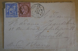 C MARTINIQUE BELLE LETTRE DEVANT RARE 1878 FORT DE FRANCE POUR MARSEILLE +COLONIE GEN. N 35 N 18 + AFFRANCH. RARE - Lettres & Documents