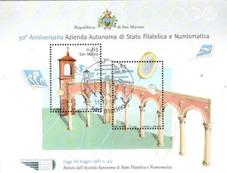 PIA - SAN  MARINO. - 2011 : 30° Dell'Azienda Autonoma Filatelica Numismatica Di San Marino  - (SAS  Bf 108) - Used Stamps
