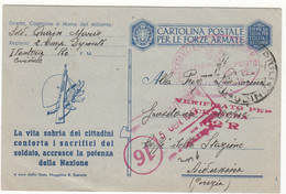 CARTOLINA POSTALE PER LE FORZE ARMATE  CIVIDALE FRIULI  - AIDUSSINA  5.GEN.1943 VERIFICATO PER CENSURA MILITARY POST - Poste Militaire (PM)