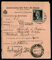 Regno - Vittorio Emanuele III - 50 Cent Volta (211) Isolato Su Ricevuta Di Ritorno Firenze 14.10.27 - Unclassified