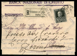 Regno - Vittorio Emanuele III - 1,28 Lire Parmeggiani (215) Isolato Su Raccomandata Da Torino A Chiavasso 16.7.27 - Risp - Non Classés