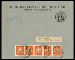Regno - Vittorio Emanuele III - Striscia Orizzontale Di 5 Del 2 Cent Imperiale (242A) Su Busta Per Città Trieste 29.2.32 - Non Classés
