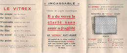 Publicité Ancienne "le Vitrex" Remplace Le Verre , Vers 1920.  Dépliant Avec échantillon - Publicités