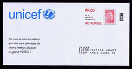 PAP Postréponse Prio Neuf Marianne L'engagée Unicef (verso 299214) (voir Scan) - Prêts-à-poster: Réponse