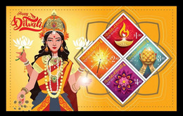 2021 NEW *** New Zealand Shubh Diwali Maa Lakshmi Laxmi , Sweets , Crackers , Diya MS MNH (**) - Neufs