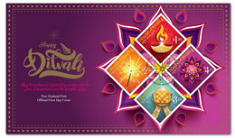 2021 NEW *** New Zealand Shubh Diwali Maa Lakshmi Laxmi , Sweets , Crackers , Diya FDC Cover (**) - Cartas & Documentos