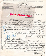 23- VIEILLEVILLE - RARE LETTRE F. GAZOUNAUD- SALAISONS SAUCISSONS BOUCHERIE-BOUCHER-BESTIAUX- CREUSE  1931 - Alimentare