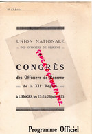 87- LIMOGES-RARE PROGRAMME  1933- GUERRE CONGRES OFFICIERS RESERVE XII REGION -GENERAL DUCHENE-GUERRE-GENERAL LAGRUE - Programs