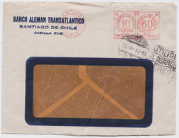 Chili Chile Santiago Banco Aleman Transatlantico Lettre Ema Affranchissement Mécanique 1932 Stampless Machine Mail Cover - Chili