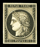 * N°3f, 20c Noir Sur Jaune Impression De 1862, TTB (certificat)  Qualité: *  Cote: 500 Euros - 1849-1850 Cérès