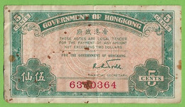 Hong Kong - 5 Cents Note - Nota - England - China - Autres - Asie