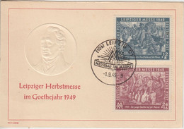 SBZ - Leipziger Herbstmesse Im Goethejahr 1949 Prägekarte Mit SST Leipzig - Sovjetzone