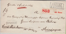 Preussen - Erfurt Packkammer 5.10.67 Ra3 Paketbegleitbrief N. Meiningen - Prusse