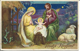 HEUREUX ANNIVERSAIRE BONNE ANNEE  JOYEUX NOEL   CP POP UP DECOUPI ART DECO 1935 NATIVITE CRECHE ENFANT JESUS - New Year