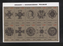 POLAND SOLIDARNOSC SOLIDARITY POLISH ORDERS AND MEDAL MS CREAM GLOSSY PAPER - Solidarnosc-Vignetten