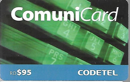 CARTE-PREPAYEE-REP DOMINICAINE-RD$95-COMUNICARD-CODETEL-Plastic Fin-Gratté-TBE - Dominicana