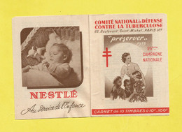 Erinnophilie Carnet Timbre Antituberculeux B C G  Complet Neuf Contre La Tuberculose 1955 Avec Bandes Publicitaires - Tuberkulose-Serien