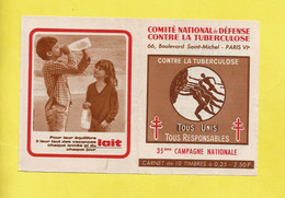 Erinnophilie Carnet Timbre Antituberculeux B C G  Complet Neuf Contre La Tuberculose 1965 1966 Avec Bandes Publicitaires - Tegen Tuberculose