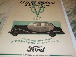 ANCIENNE PUBLICITE LA VRAIE SOLUTION VOITURE FORD 1935 - Voitures