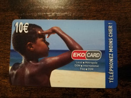 ST MARTIN ECO CARD  €10,- Local Metropole Boy On Beach /  BLEU BACKSIDE   ** 6325 ** - Antilles (French)