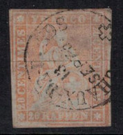 Suisse // Schweiz // Rappen // Rappen No. 25F Oblitéré (Timbre Signé R.Berra Au Dos Voir Scan) - Gebraucht