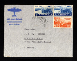 S49-ITALIAN ERITREA-AIRMAIL COVER ADDIS ABEBA To GRENOBLE (france) 1938.WWII.ITALIAN Colonies. - Eritrea