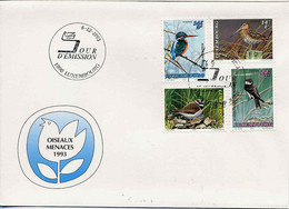 Luxembourg Fdc Obl Yv:1280-83 Mi: Oiseaux Menacés (TB Cachet à Date) 6-12-1993 - FDC