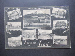 Frankreich 1906 AK Mehrbildkarte Souvenir De Lyon Mit Gare De Perrache Usw. Verlag P. Martel Nach Nimes Gesendet - Lyon 1