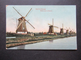 Niederlande 1907 Rotterdam Molens Aan De Boezem / Windmühlen Nach England Gesendet - Windmolens