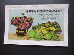 AK GB1938 A Happy Birthday To My Aunt / Birthday Greetings Mit On'bst Und Blumen - Birthday