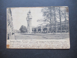 AK Belgien 1902 Souvenir D'Anvers Le Chateau L`eau De La Nouvelle Station Nach Paris Gesendet - Antwerpen