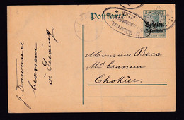 DDAA 254 - Entier Postal Germania SERAING 1915 Vers Beco , Brasseur à CHOKIER Via FLEMALLE - Expéd. Dawance , Brasseur - Cervezas
