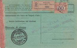 Reko Milano Centro Postsache 1930 - Ricevuta Di Ritorno > Milizia Della Strada Di Liguria Genova - Dienstmarken