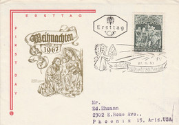 AUTRICHE LETTRE DE CHRISTKINDL POUR LES U S A 1967 - Marcophilie - EMA (Empreintes Machines)