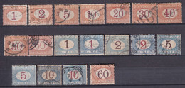 ITALIA - 1870 - TAXE SERIE COMPLETE YVERT N°3/19 + 27 (TIRAGE 1925) OBLITERES  - COTE = 181.5 EUR. - Usados