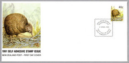 KIWI SELF ADHESIVE STAMP ISSUE. FDC Wanganui NZ 1991 - Kiwi's