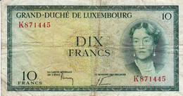 Luxembourg 10 Francs ND 1954 F P-48a "free Shipping Via Registered Air Mail" - Lussemburgo