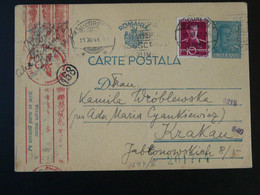 Entier Postal Censuré Censored Stationery IIRrd Reich Occupation Roumanie Romania 1941 Ref 98290 - Cartas De La Segunda Guerra Mundial