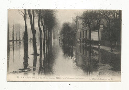 Cp , 92 ,  VILLENEUVE LA GARENNE , La Crue De La Seine ,1910, Le Quai D'ASNIERES ,vierge - Villeneuve La Garenne