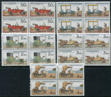 CZECHOSLOVAKIA 1988 Historic Cars Blocks Of 4 MNH / **.   Michel 2947-51 - Ongebruikt