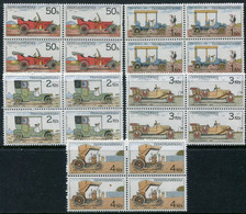 CZECHOSLOVAKIA 1988 Historic Cars Blocks Of 4 MNH / **.   Michel 2947-51 - Unused Stamps