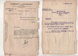 LETTRE DATEE DE 1951 DU CREDIT LYONNAIS DEMANDE DE RENSEIGNEMENTS SUITE A DECES + REPONSE - Manuscripts